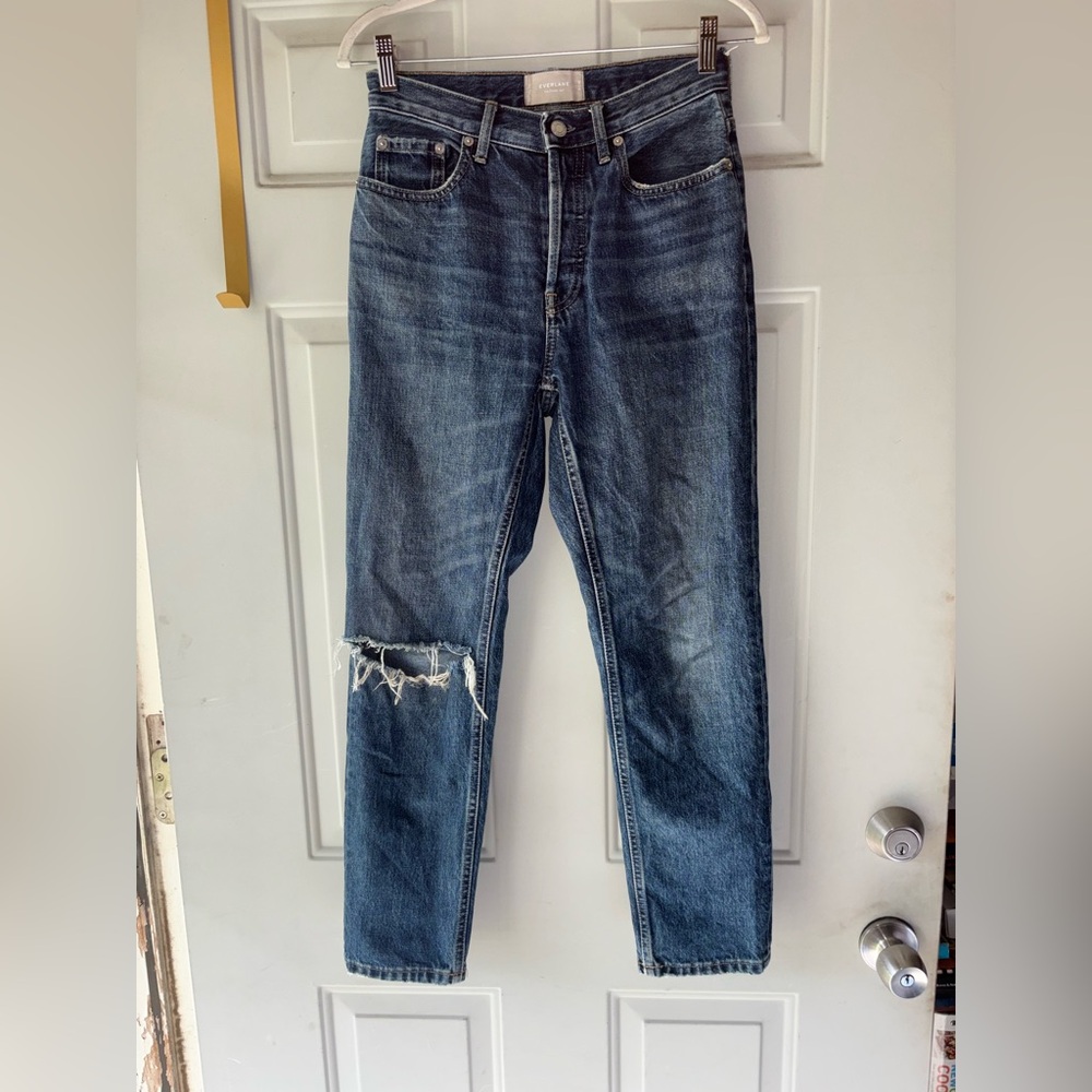 Everlane the Cheeky destroyed crop jeans size 25